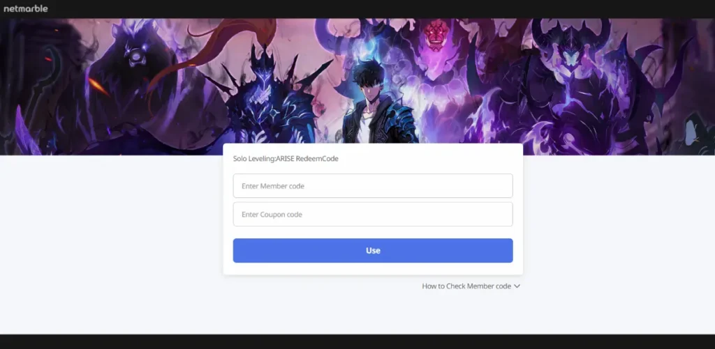 Solo Leveling Arise Redeem Code website image