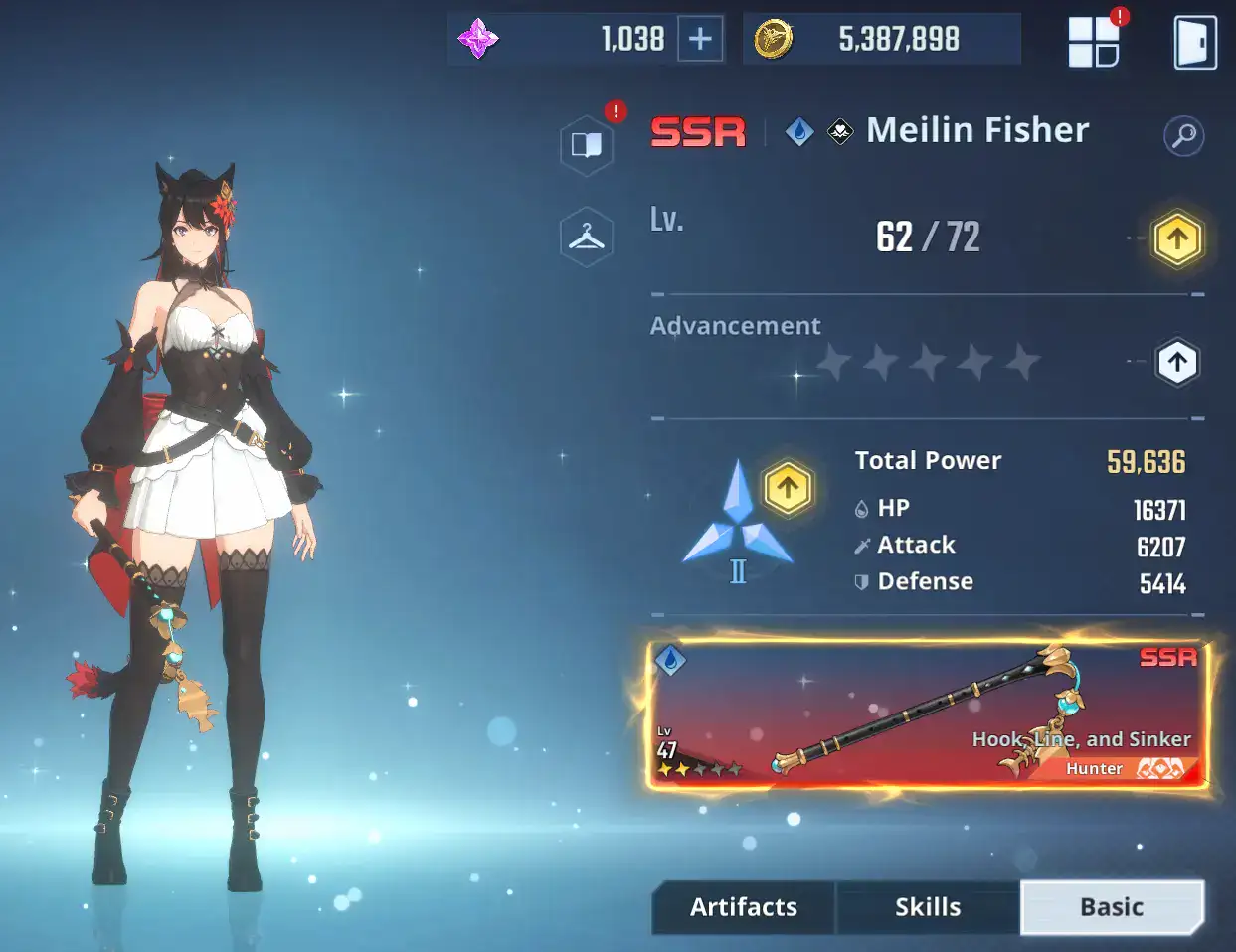 Meilin Fisher and her Weapon Stats while playing Demon Castle entrance mission