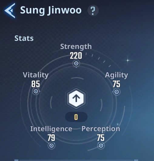 Sung JinWoo's Stats while Playing Demon's Castle Entrance Mission